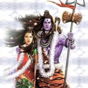 Lord Shiva Parvati Painting Handpainted On Canvas Unframed