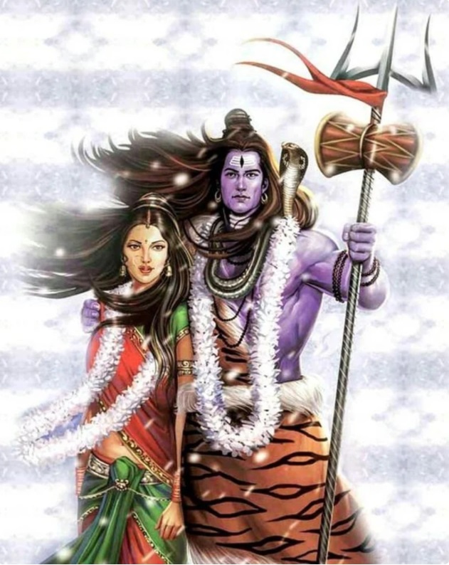Lord Shiva And Parvati Handpainted