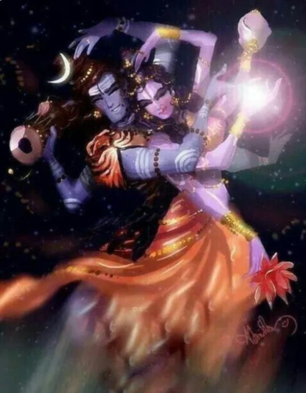 Lord Shiva And Parvati In Dance A