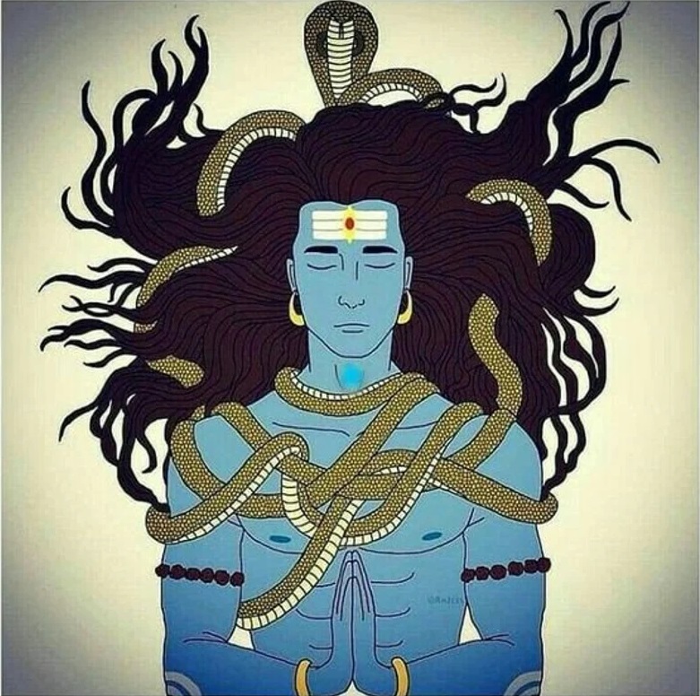 Lord Shiva In Meditation Handpainted