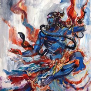 Handpainted Lord Shiva Painting on Canvas (Without Frame)