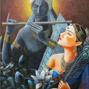 Radha Krishna Eternal Love Hand Painted Painting On Canvas No Frame