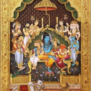 Shiva Darbar Tanjore Wall Art Painting With Frame