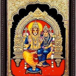 Blue Tanjore Lakshmi Narasimman Painting With Frame