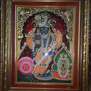 Banke Bihari Tanjore Art Painting With Frame