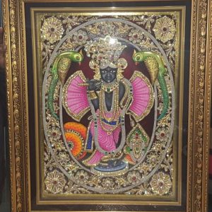 Banke Bihari Tanjore Wall Art Painting With Frame