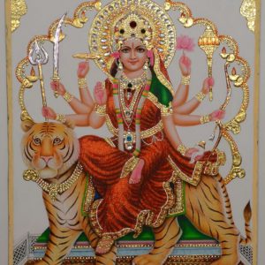 Durga jee Tanjore Painting Wall Art With Frame