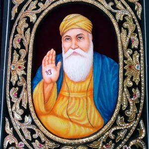 Guru Nanak Dev Ji Tanjore Art Painting with Frame