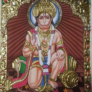 Traditional Tanjore Art Hanuman Jee Painting With Frame