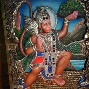 Hanuman Ji Tanjore Wall Art Painting With Frame