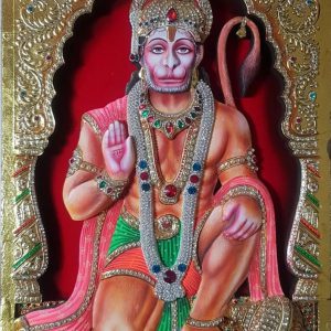 Sacred Hanuman Ji Tanjore Painting With Frame