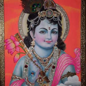Krishna Bal Gopal Tanjore Painting with Frame