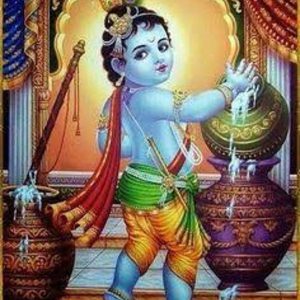 Krishna Bal Gopal Tanjore Painting with Frame