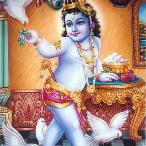 Krishna Bal Gopal Tanjore Painting with Frame