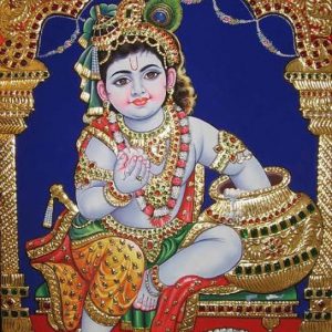 Krishna Bal Gopal Art Tanjore Painting with Frame