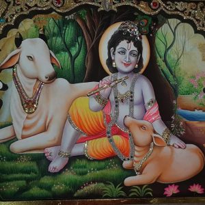 Krishna Bal Gopal Tanjore Painting with Frame