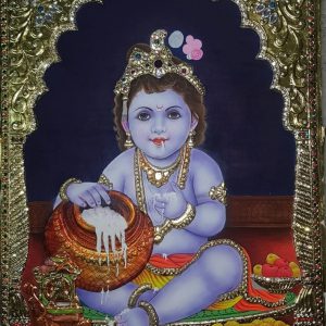 Krishna Bal Gopal Tanjore Painting with Frame