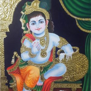 Krishna Bal Gopal Tanjore Painting with Frame