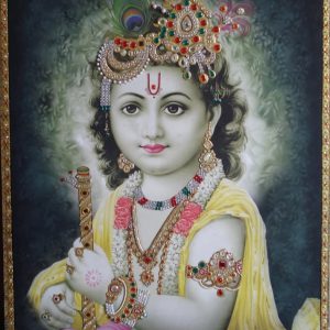 Krishna Bal Gopal Tanjore Painting with Frame