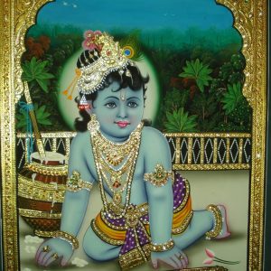 Krishna Tanjore Wall Art Painting with Frame