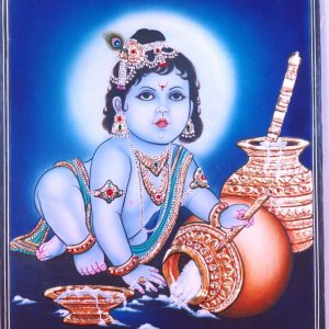 Krishna Tanjore Wall Art Painting with Frame