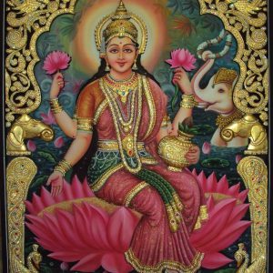 Lakshmi Wealth Tanjore Art Painting with Frame