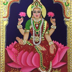Lakshmi Wealth Tanjore Art Painting with Frame