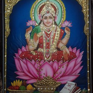 Lakshmi Wealth Tanjore Art Painting with Frame