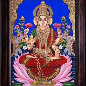 Lakshmi Wealth Tanjore Art Painting with Frame