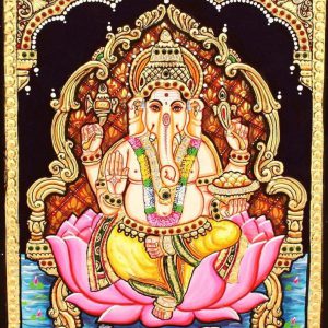 Lord Ganesha Tanjore Painting Wall Art With Frame