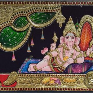 Lord Ganesha Tanjore Art Painting With Frame