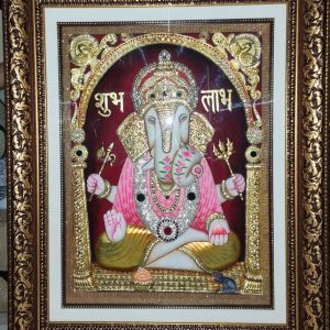 Lord Ganesha Tanjore Wall Art Painting With Frame