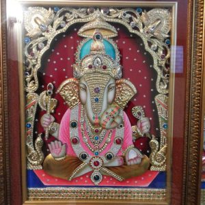 Lord Ganesha Tanjore Art Painting With Frame