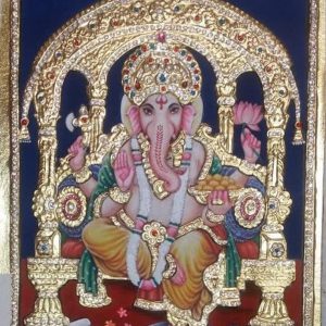 Lord Ganesha Tanjore Art Painting With Frame