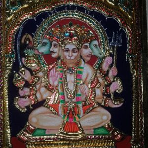Panchmukhi Hanuman Tanjore Art Painting With Frame