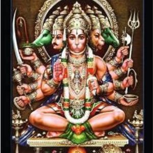 Panchmukhi Hanuman Tanjore Painting With Frame