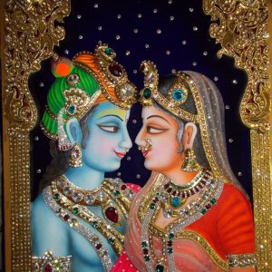 Radha Krishna Tanjore Wall Art Painting With Frame