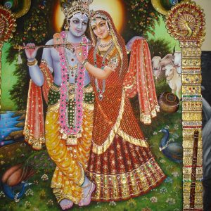 Radha Krishna Tanjore Art Painting With Frame