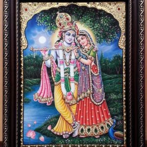 Radha Krishna Tanjore Art Painting With Frame