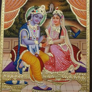 Traditional Radha Krishna Wall Art Painting With Frame