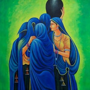 Hand-Painted Rajasthani Village Woman Painting Masterpiece