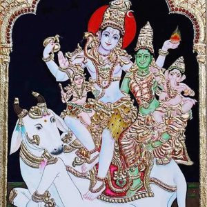 Shiva Family Tanjore Wall Art Painting With Frame