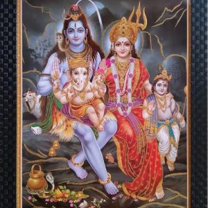 Shiva Family Tanjore Art Painting With Frame