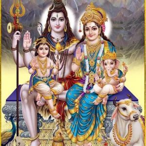 Shiva Family Tanjore Art Painting With Frame