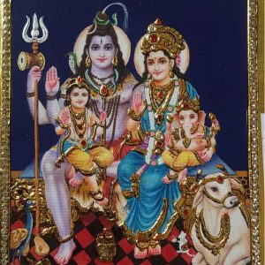 Shiva Family Tanjore Art Painting With Frame