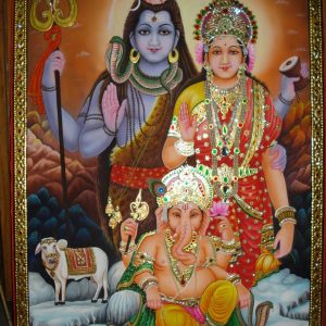 Shiva Family Tanjore Wall Art Painting With Frame