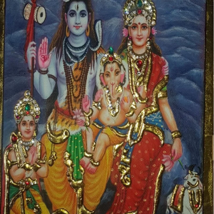 Shiva Family Tanjore Wall Art Painting With Frame