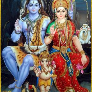 Shiva Family Tanjore Art Painting With Frame