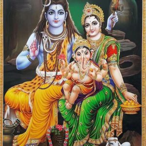 Shiva Family Tanjore Painting Wall Art With Frame