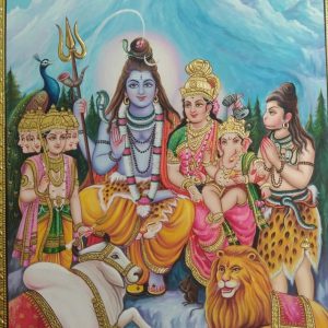 Shiva Family Tanjore Art Painting With Frame